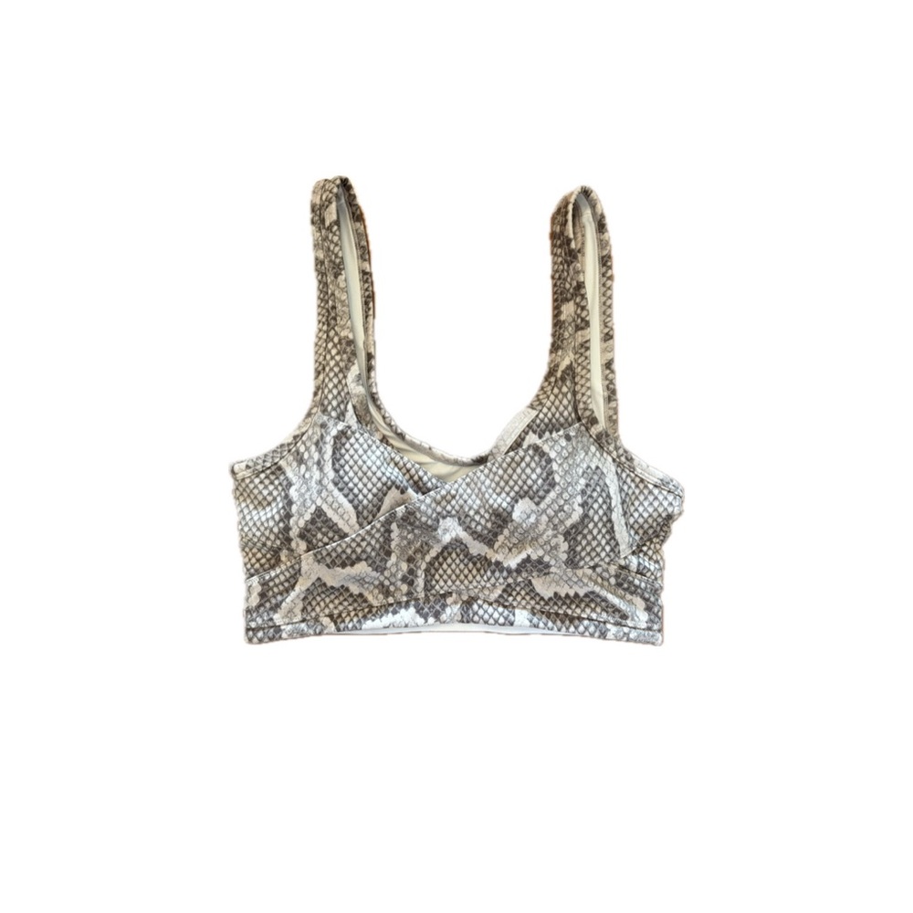 Varley Let's Move Kellam Bra in Alabaster Python Snake Print - Size Medium